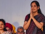 Jailed Delhi CM Arvind Kejriwal's wife Sunita Kejriwal at the rally. (PTI)