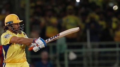 MS Dhoni batted for the first time this season and blasted 37 runs in just 16 balls but it was not enough to stop Chennai Super Kings from falling to their first defeat of the season. Delhi Capitals, conversely, recorded their first win of the season, beating CSK by 20 runs in Visakhapatnam. (AP) MS Dhoni batted for the first time this season and blasted 37 runs in just 16 balls but it was not enough to stop Chennai Super Kings from falling to their first defeat of the season. Delhi Capitals, conversely, recorded their first win of the season, beating CSK by 20 runs in Visakhapatnam. (AP)