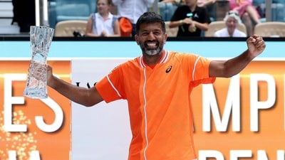 Rohan Bopanna of India celebrates his victory. (Getty Images via AFP) Rohan Bopanna of India celebrates his victory. (Getty Images via AFP)