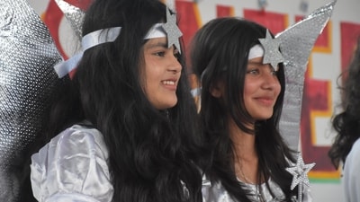 Children take part in a program on Easter Sunday in Moradabad on Sunday. (PTI) Children take part in a program on Easter Sunday in Moradabad on Sunday. (PTI)