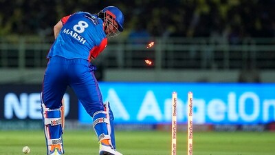Pathirana then turned it on with the ball, dismissing Mitchell Marsh and Tristan Stubbs in the same over with two searing yorkers (PTI) Pathirana then turned it on with the ball, dismissing Mitchell Marsh and Tristan Stubbs in the same over with two searing yorkers (PTI)