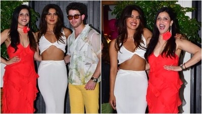 Priyanka Chopra and Nick Jonas attend Mannara Chopra's birthday bash in Mumbai. (HT Photo/Varinder Chawla) Priyanka Chopra and Nick Jonas attend Mannara Chopra's birthday bash in Mumbai. (HT Photo/Varinder Chawla)