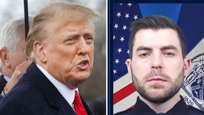 Jonathan Diller death: Donald Trump visited the family of the slain NYPD detective (Photo by Michael M. Santiago / GETTY IMAGES NORTH AMERICA / Getty Images via AFP, New York City Police Department via AP) Jonathan Diller death: Donald Trump visited the family of the slain NYPD detective (Photo by Michael M. Santiago / GETTY IMAGES NORTH AMERICA / Getty Images via AFP, New York City Police Department via AP)