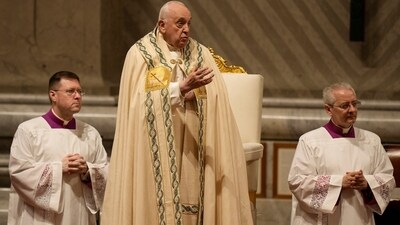 The pope presided over the Easter Vigil at the Vatican on Saturday, in front of approximately 6,000 people from around the world.&nbsp;&nbsp; (AP)