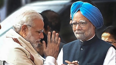 Prime Minister Narendra Modi with former PM Manmohan Singh. Prime Minister Narendra Modi with former PM Manmohan Singh.