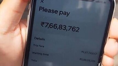 Uber customer receives ₹ 7.66 crore bill after taking ride for ₹ 62. Uber customer receives ₹ 7.66 crore bill after taking ride for ₹ 62.