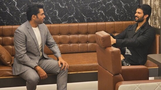 Vijay Deverakonda met Karthi while promoting Family Star in Chennai