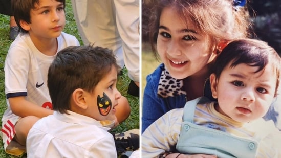 Taimur, Jeh, and young Sara with Ibrahim in her arms.