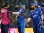 Rajasthan Royals' Riyan Parang, left, is greeted by Mumbai Indians' captain Hardik Pandya after their win in the Indian Premier League Rajasthan Royals' Riyan Parang, left, is greeted by Mumbai Indians' captain Hardik Pandya after their win in the Indian Premier League
