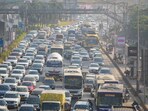 A view of the traffic on the Eastern Express Highway in Mumbai.