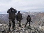 Indian soldiers tracking the movement of troops across the Line of Actual Control in China. Indian soldiers tracking the movement of troops across the Line of Actual Control in China.