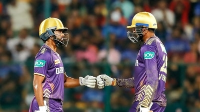 Kolkata Knight Riders' captain Shreyas Iyer and teammate Venkatesh Iyer celebrate their partnership during the match against Royal Challengers Bengaluru in the Indian Premier League 2024 (ANI) Kolkata Knight Riders' captain Shreyas Iyer and teammate Venkatesh Iyer celebrate their partnership during the match against Royal Challengers Bengaluru in the Indian Premier League 2024 (ANI)