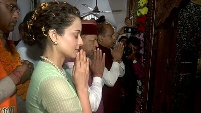 Bharatiya Janata Party (BJP) candidate Kangana Ranaut offers prayers at Bhimakali Temple, in Mandi, Himachal Pradesh on Monday. (ANI) Bharatiya Janata Party (BJP) candidate Kangana Ranaut offers prayers at Bhimakali Temple, in Mandi, Himachal Pradesh on Monday. (ANI)