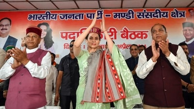 On meeting Kangana, Jairam Thakur said, "Met BJP candidate from Mandi-Kullu parliamentary constituency Kangana Ranaut ji today at her residence Bhambla. During this, issues related to the upcoming Lok Sabha elections were discussed. Certainly Kangana ji is going to achieve a big victory in the Lok Sabha elections with the blessings of the people of Mandi Lok Sabha." (ANI) On meeting Kangana, Jairam Thakur said, "Met BJP candidate from Mandi-Kullu parliamentary constituency Kangana Ranaut ji today at her residence Bhambla. During this, issues related to the upcoming Lok Sabha elections were discussed. Certainly Kangana ji is going to achieve a big victory in the Lok Sabha elections with the blessings of the people of Mandi Lok Sabha." (ANI)