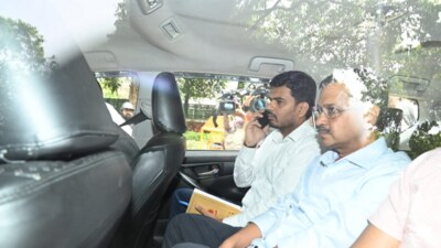 Arvind Kejriwal was produced in the court at the end of his ED remand. (HT PHOTO)