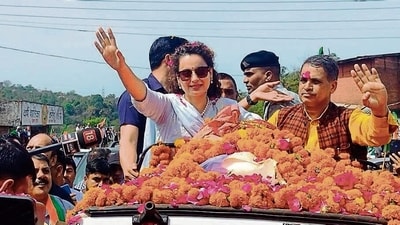 On March 29, actor Kangana Ranaut held a roadshow in the city to prepare for the upcoming Lok Sabha elections 2024. (HT File Photo) On March 29, actor Kangana Ranaut held a roadshow in the city to prepare for the upcoming Lok Sabha elections 2024. (HT File Photo)
