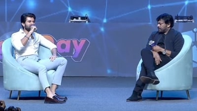 Vijay Deverakonda and Chiranjeevi at Origin Day hosted by Telugu Digital Media Federation Vijay Deverakonda and Chiranjeevi at Origin Day hosted by Telugu Digital Media Federation