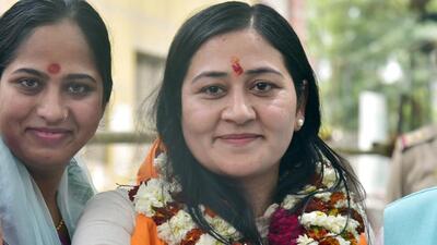 Congress candidate Dolly Sharma (Sakib Ali/HT Photo) Congress candidate Dolly Sharma (Sakib Ali/HT Photo)