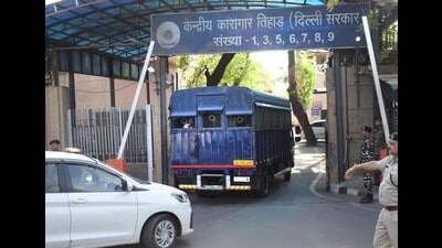 Delhi CM Arvind Kejriwal being brought to Tihar Jail on Monday. (HT Photo) Delhi CM Arvind Kejriwal being brought to Tihar Jail on Monday. (HT Photo)