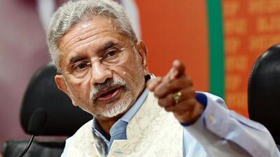 External affairs minister SJaishankar addressing a press conference at BJP HQ in New Delhi on Monday. (HT Photo/Vipin Kumar) External affairs minister SJaishankar addressing a press conference at BJP HQ in New Delhi on Monday. (HT Photo/Vipin Kumar)