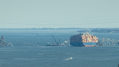 Wreckage of the collapsed Baltimore bridge (REUTERS)