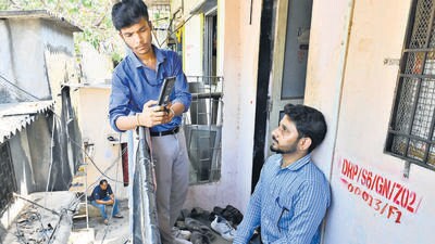 Mumbai, India - April 1, 2024: The second phase of a comprehensive door-to-door survey in Dharavi commenced on April 1. In a 40 to 45 minutes survey for a single hutment the surveyor collected all the documents, finger prints as well as took a measurement of a home and gave a receipt to the owner. The daily target is to complete at least 40 hutments in the given area. The residents are supporting the survey as they are happy to live in a tower, in Mumbai, India, on Monday, April 1, 2024. (Photo by Anshuman Poyrekar/ Hindustan Times) (Hindustan Times) Mumbai, India - April 1, 2024: The second phase of a comprehensive door-to-door survey in Dharavi commenced on April 1. In a 40 to 45 minutes survey for a single hutment the surveyor collected all the documents, finger prints as well as took a measurement of a home and gave a receipt to the owner. The daily target is to complete at least 40 hutments in the given area. The residents are supporting the survey as they are happy to live in a tower, in Mumbai, India, on Monday, April 1, 2024. (Photo by Anshuman Poyrekar/ Hindustan Times) (Hindustan Times)