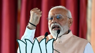 Narendra Modi, India's prime minister, speaks during a Bhartiya Janata Party (BJP) rally in Meerut, Uttar Pradesh, India, on Sunday, March 31, 2024 (Bloomberg)