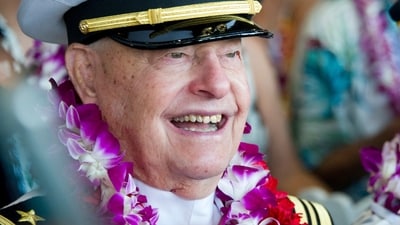 Conter, the last living survivor of the USS Arizona battleship that exploded and sank during the Japanese bombing of Pearl Harbor, died on Monday, April 1, 2024, following congestive heart failure, his daughter said. He was 102. (Craig T. Kojima/Honolulu Star-Advertiser via AP, Pool, File) (AP)