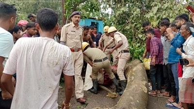 The storm hit villages spread across a few square kilometres around 3.30pm and lasted around 10 minutes. (PTI) The storm hit villages spread across a few square kilometres around 3.30pm and lasted around 10 minutes. (PTI)