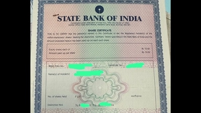 The X user shared this share certificate of the State Bank of India (SBI) on the microblogging platform. (X/@Least_ordinary) The X user shared this share certificate of the State Bank of India (SBI) on the microblogging platform. (X/@Least_ordinary)