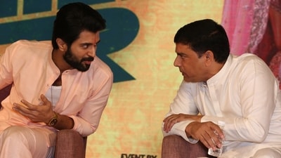 Vijay Deverakonda talks with producer Dil Raju at the event. Vijay said that he could relate to the script when it was narrated to him by Parasuram. He also shared that he requested his character to be named Govardhan after him. Vijay Deverakonda talks with producer Dil Raju at the event. Vijay said that he could relate to the script when it was narrated to him by Parasuram. He also shared that he requested his character to be named Govardhan after him.