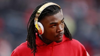 LAS VEGAS, NEVADA - FEBRUARY 11: Rashee Rice #4 of the Kansas City Chiefs warms up before Super Bowl LVIII against the Kansas City Chiefs at Allegiant Stadium on February 11, 2024 in Las Vegas, Nevada. Jamie Squire/Getty Images/AFP (Photo by JAMIE SQUIRE / GETTY IMAGES NORTH AMERICA / Getty Images via AFP) (Getty Images via AFP) LAS VEGAS, NEVADA - FEBRUARY 11: Rashee Rice #4 of the Kansas City Chiefs warms up before Super Bowl LVIII against the Kansas City Chiefs at Allegiant Stadium on February 11, 2024 in Las Vegas, Nevada. Jamie Squire/Getty Images/AFP (Photo by JAMIE SQUIRE / GETTY IMAGES NORTH AMERICA / Getty Images via AFP) (Getty Images via AFP)
