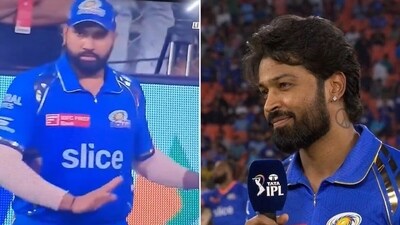 Rohit Sharma's classy gesture for Hardik Pandya. (Screegrab) Rohit Sharma's classy gesture for Hardik Pandya. (Screegrab)