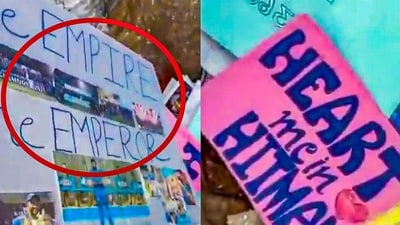 Plenty of fan-made Rohit Sharma posters were left behind as the public entered the Wankhede Stadium. (Screengrab) Plenty of fan-made Rohit Sharma posters were left behind as the public entered the Wankhede Stadium. (Screengrab)