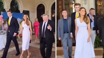 Donald Trump's son, Barron Trump was spotted with his mother Melania Trump and her father Victor Knavs at Mar-a-Lago for Easter brunch (X, formerly Twitter) Donald Trump's son, Barron Trump was spotted with his mother Melania Trump and her father Victor Knavs at Mar-a-Lago for Easter brunch (X, formerly Twitter)