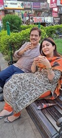 The couple savouring coffee at Janpath Market in Lucknow (Deep Saxena/HT)