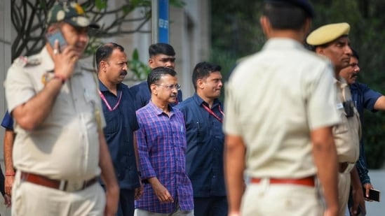 Delhi Chief Minister Arvind Kejriwal at Rouse Avenue Court, in New DelhI Delhi Chief Minister Arvind Kejriwal at Rouse Avenue Court, in New DelhI