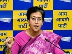 Delhi minister and Aam Aadmi Party (AAP) leader Atishi addresses a press conference.(ANI)