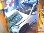 Delhi: The image shows the moment the Mercedes rammed into a shop in Civil Lines. Delhi: The image shows the moment the Mercedes rammed into a shop in Civil Lines.