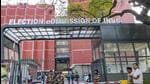 Security personnel stand guard outside the Election Commission of India (ECI) office, at Nirvachan Sadan in New Delhi (PTI FILE)