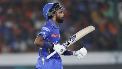 Mumbai Indians' captain Hardik Pandya walks back to the pavilion after being dismissed (ANI) Mumbai Indians' captain Hardik Pandya walks back to the pavilion after being dismissed (ANI)