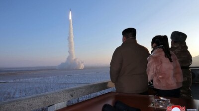 North Korean leader Kim Jong Un (L) and his daughter Ju Ae watching the test launch of a Hwasongpho-18 intercontinental ballistic missile (ICBM) (File/ AFP) North Korean leader Kim Jong Un (L) and his daughter Ju Ae watching the test launch of a Hwasongpho-18 intercontinental ballistic missile (ICBM) (File/ AFP)