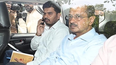 Enforcement Directorate team leaves with Delhi CM Arvind Kejriwal from ED office to Rouse Avenue Court in New Delhi on Monday. (Photo by Arvind Yadav/ Hindustan Times) Enforcement Directorate team leaves with Delhi CM Arvind Kejriwal from ED office to Rouse Avenue Court in New Delhi on Monday. (Photo by Arvind Yadav/ Hindustan Times)