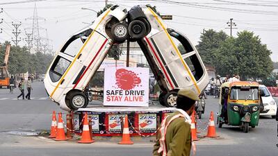 On a complaint given by the dead man’s wife, a case was registered at Surajpur police station and efforts are underway to identify the SUV and the driver, said police. (HT Archive) On a complaint given by the dead man’s wife, a case was registered at Surajpur police station and efforts are underway to identify the SUV and the driver, said police. (HT Archive)