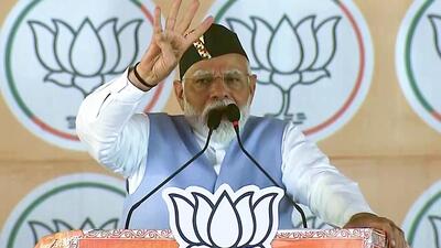Prime Minister Narendra Modi addresses an election rally at Rudrapur of Kumaon region in Uttarakhand on Tuesday. (ANI)