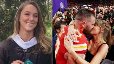Kylie Kelce has opened up about Taylor Swift and Travis Kelce's ‘amazing’ romance (kykelce/Instagram, Photo by EZRA SHAW / GETTY IMAGES NORTH AMERICA / Getty Images via AFP) Kylie Kelce has opened up about Taylor Swift and Travis Kelce's ‘amazing’ romance (kykelce/Instagram, Photo by EZRA SHAW / GETTY IMAGES NORTH AMERICA / Getty Images via AFP)