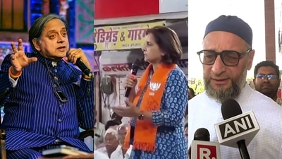 Congress leader Shashi Tharoor, BJP's Jyoti Mirdha, AIMIM chief Asaduddin Owaisi. Congress leader Shashi Tharoor, BJP's Jyoti Mirdha, AIMIM chief Asaduddin Owaisi.