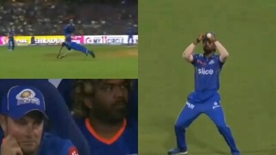 Hardik Pandya reacts after dropping Jos Buttler in the 4th over vs RR Hardik Pandya reacts after dropping Jos Buttler in the 4th over vs RR