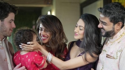 Priyanka Chopra's daughter Malti Marie Chopra Jonas also made a cute appearance in one of the pictures shared by Neelam. Malti twinned with her mother in a red dress. Priyanka Chopra's daughter Malti Marie Chopra Jonas also made a cute appearance in one of the pictures shared by Neelam. Malti twinned with her mother in a red dress.