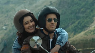 Sidharth Malhotra and Raashii Khanna in a still from Yodha. Sidharth Malhotra and Raashii Khanna in a still from Yodha.